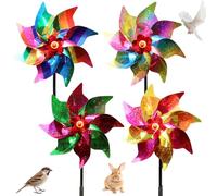 TEHJAM 4 Pièces Moulin à Vent Réfléchissant Répulsif Anti-Oiseaux - Déco Jardin Pour Protéger Verger,Arbres Et Cultures - Colorées