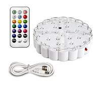 Tehoi Base lumineuse LED de 15,2 cm avec télécommande - Base de lampe ronde en forme de fleur pour vases, verrerie et centres de table - 23 LED RVB 5050, 13 couleurs, 3 modes dynamiques, intensité
