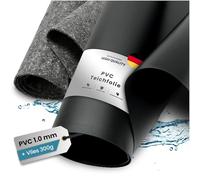TeichVision Bâche en PVC pour bassin - Épaisseur : 1 mm - 8 m x 14 m et non-tissé de bassin 300 g - Film PVC noir avec non-tissé séparé assorti en gris