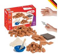 teifoc - 1530 - Kit de construction en pierre - 100 briques miniatures avec mortier et outils pour projets de bricolage - Pour enfants à partir de 6 ans - Blocs de construction en argile pour le