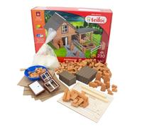 teifoc - 4920 - Kit de construction en pierre - Ferme - 230 pièces - Kit de construction créatif en matériaux naturels - Jouet de construction avec écurie et animaux pour enfants à partir de 8 ans