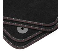 teileplus24 BDV779 Tapis de Sol en Velours Compatible avec Renault Clio 5 2019-, Double Couture décorative, Couture:Rouge/Argent