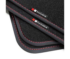 teileplus24 EF212 Tapis de Sol Exclusive-Line Design pour VW Beetle 2011-2016 Coutures décoratives, Couture:Rouge