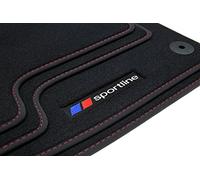 teileplus24 F655 Tapis de Sol en Caoutchouc Sportline Design pour BMW Série 3 F30/ F31 2012-2019, Couture:Rouge