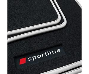 teileplus24 PV201 Tapis de Sol en Caoutchouc Sportline Design pour BMW X1 E84 2009-2015, Bordure :Argent