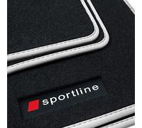 teileplus24 PV312 Tapis de Sol en Caoutchouc Sportline Design pour Audi A3 8Y Sportback/Hybrid/Berline 2020-, Bordure :Argent