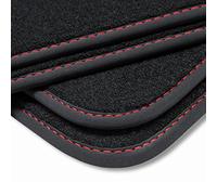teileplus24 V331-R1N-FBA Tapis de Sol en Velours pour Seat Leon 3 5F St 2012-2020 Protection du Marche Pied, Couture:Rouge