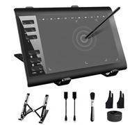 TeinenRon Tablette de dessin graphique avec support, tablette de dessin de 25,4 x 15,2 cm avec stylo niveau 8192, 12 touches de raccourci, bloc de dessin numérique compatible avec PC/Mac/Android pour