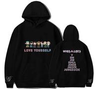 Teiniuby BTS Sweat à Capuche avec Capuche Motif Jimin V Rap-Monster - Noir - Large