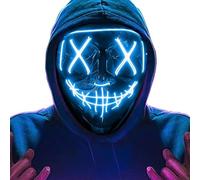 TEINNGO LED Halloween Mask, 2024 Upgrade LED Purge Mask Lumineux Dans le Noir, Masque d'horreur avec 4 Modes d'éclairage pour Halloween, Mardi Gras & Carnaval, Cosplay Masque Parti Costume