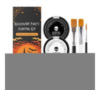 Teint Fantôme Blanc,Peinture Visage et Corps Blanc Noir Rouge + Pinceaux - Couleurs Vives, Kit de Maquillage pour Halloween, Spectacle et Fête, Femmes et Hommes