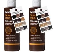 Teinte à Bois Furniture Clinic (Acajou) - Séchage Rapide, Haute Concentration, Application Facile pour les Bois Intérieurs & Extérieurs - Base d’Eau - 250ml (Lot de 2)