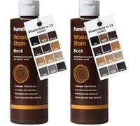 Teinte à Bois Furniture Clinic (Noir) - Séchage Rapide, Haute Concentration, Application Facile pour les Bois Intérieurs & Extérieurs - Base d’Eau - 250ml (Lot de 2)