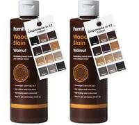 Teinte à Bois Furniture Clinic (Noyer) - Séchage Rapide, Haute Concentration, Application Facile pour les Bois Intérieurs & Extérieurs - Base d’Eau - 250ml (Lot de 2)
