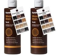 Teinte à Bois Furniture Clinic (Teck) - Séchage Rapide, Haute Concentration, Application Facile pour les Bois Intérieurs & Extérieurs - Base d’Eau - 250ml (Lot de 2)