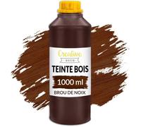 Creative Deco Teinte Bois Brou de Noix 1L | Teinture à Séchage Rapide | Haute Efficacité | Protection de Surface | Vernis Bois Exterieur et Interieur | Non Toxique et à Base d'eau