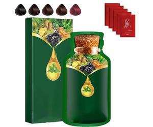 Teinture capillaire douce à base de plantes à usage rapide, extrait de plante pure pour cheveux gris, teinture à bulles avec masque capillaire, adoucit et ajoute de la brillance (dark brown)