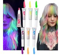 Teinture Capillaire Temporaire, Ensemble de Gel Capillaire UV Néon, Peinture Phosphorescente pour les Cheveux et le Corps, 6 Couleurs Vives Non Toxiques pour le Costume d’Halloween