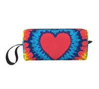 Teinture Cravate Arc-en-Ciel Coeur Amour, Trousse de Maquillage Trousse à cosmétiques Trousse de Toilette de Voyage Portable Pochette de Maquillage