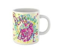Teinture Florale Colorée Et Groovy Blue Woodstock Peace And Love Tasse À Thé Durable Tasse À Café Drôle Mug Cadeau Mignon Pour Collègue Noël Pâques 330Ml