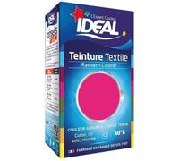IDEAL - Teinture Tissus Liquide Mini 04 Fuchsia - 40 ml + 1 Dose de Fixateur 50 g - Teinture Textile Longue Tenue - Coton, Lin, Soie, Viscose - Efficace dès 40°C - Fabrication Française