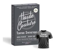 Teinture Textile - Haute Couture - Polyester & Synthétiques - 14g Colorant + Fixateur - Teinture à la Main - Vêtement, Tissu & Objet 3D - Couleur Intense & Durable (Gris Foncé)