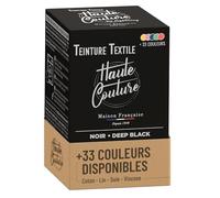 Teinture Textile Noir Intense Haute Couture - Coton Lin Soie Viscose 350g | Tout-en-un - Teinture Machine à Laver - Prêt à l'Emploi - Fibres Naturelles - 33 Couleurs Disponibles - Intense & Durable