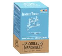 Teinture Textile Turquoise Haute Couture - Coton Lin Soie Viscose 350g | Tout-en-un - Teinture Machine à Laver - Prêt à l'Emploi - Fibres Naturelles - 33 Couleurs Disponibles - Intense & Durable