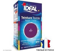 IDEAL - Teinture Tissus Liquide Mini 23 Violet - 40 ml + 1 Dose de Fixateur 50 g - Teinture Textile Longue Tenue - Coton, Lin, Soie, Viscose - Efficace dès 40°C - Fabrication Française