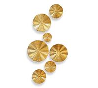 TEIPAI Lot de 7 sculptures murales dorées à suspendre en métal pour salon, couloir, chambre à coucher, décoration de chambre à coucher, accent de feuille en métal 3D avec 5 tailles, grande œuvre d'art