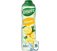 TEISSEIRE Sirop de Citron - Authentique Recette Alpin depuis 1720, Bouteille 60 vec Bouchon Verseur, Jus de Citron Concentré, Sans Arômes Artificiels - Lot de 4