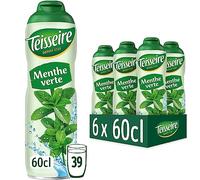 Teisseire Sirop de Menthe Verte pour Boisson Rafraîchissante, Cocktails, Bidon Recyclable 6x60cl