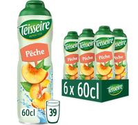Teisseire Sirop de Pêche pour Boisson Rafraîchissante, Cocktails, Bidon Recyclable 6x60cl