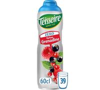 TEISSEIRE - Sirop Grenadine Zéro Sucre, Saveur Intense et Rafraîchissante, Flacon 60cL - Le Lot De 3
