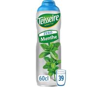 TEISSEIRE - Sirop Menthe Zéro Sucre, Fraîcheur Intense et Légère, Format Bouteille 60cL - Lot de 3 - vendu par Lot