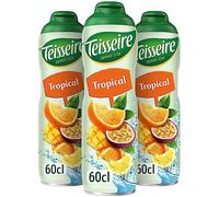 Teisseire Sirop Tropical Fruits Exotiques pour Boisson Rafraîchissante, Cocktails, Bidon Recyclable 3x60cl