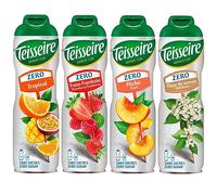 Teisseire Sirop Zero Fleur de sureau, pêche, framboise, tropical, 600 ml chacun