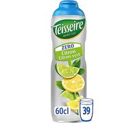 Teisseire Zéro Sucre, Sirop de Citron, Citron Vert pour Boisson Rafraîchissante, Cocktails, Bidon 60cl