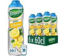 Teisseire Zéro Sucre, Sirop de Citron pour Boisson Rafraîchissante, Cocktails, Bidon (Pack de 6)