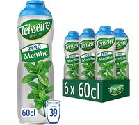Teisseire Zéro Sucre, Sirop de Menthe Verte pour Boisson Rafraîchissante, Cocktails, Bidon 6x60cl