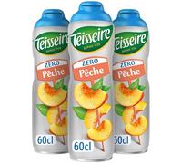 Teisseire Zéro Sucre, Sirop Pêche pour Boisson Rafraîchissante, Cocktails, Bidon 3x60cl
