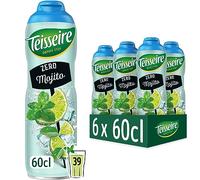 Teisseire Zéro Sucre, Sirop Saveur Mojito pour Cocktail et Cocktail sans Alcool, Boisson rafraîchissante, Bidon 6x60cl