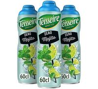 Teisseire Zéro Sucre, Sirop Saveur Mojito pour Cocktail et Cocktail sans Alcool, Boisson rafraîchissante, Bidon 3x60cl