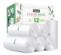 Teivio 5L Starke Mittelgroße Müllbeutel, 330 Stück, Transparent, Passend für 3-5L Mülleimer (1.2 Gallonen), Ideal für Badezimmer, Zuhause, Büro & Küche