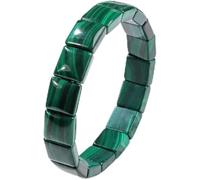 Tejesa Bracelet extensible carré en malachite et pierre verte naturelle pour femme/fille, One Size, Pierre, Agate