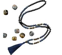 Tejesa Chapelet de prière de méditation avec 108 perles en onyx noir 8 mm pour homme et femme