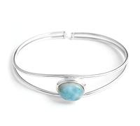 TEJIKA INTERNATIONAL Tejika Bracelet en larimar naturel fait à la main en argent sterling pour mère, épouse, elle par Tejika en argent sterling, taille unique, argent sterling, taille unique, Argent