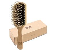 TEK- Brosse à Palette à Longs Picots en Bois de Frêne, Fabriqué à la Main en Italie, pour Cheveux Longs, Très Longs, Épais et Lisses - 22 x 6.5 cm
