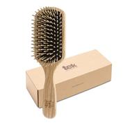 TEK - Brosse Rectangulaire Grande à Picots Courts en Bois de Frêne, Fabriqué à la Main en Italie, pour Cheveux Mi-longs, Longs et Lisses - 22 x 6.5 cm natural