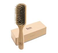 TEK - Brosse Rectangulaire Moyenne à Picots Courts en Bois de Frêne, Fabriqué à la Main en Italie, pour Cheveux Fins ou Lisses - 22 x 5.5 cm